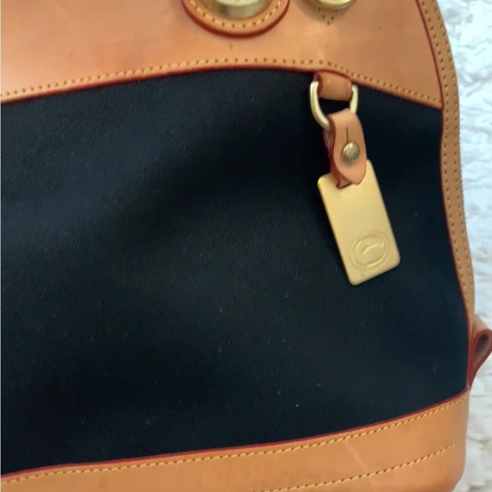 Dooney & Bourke Black Tan Leather Satchel Crossbody Shoulder Bag - Picture 5 of 12